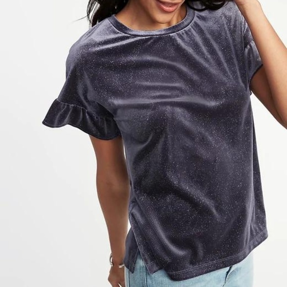 Old Navy Glitter-Velvet Ruffle-Sleeve Top - Picture 4 of 5